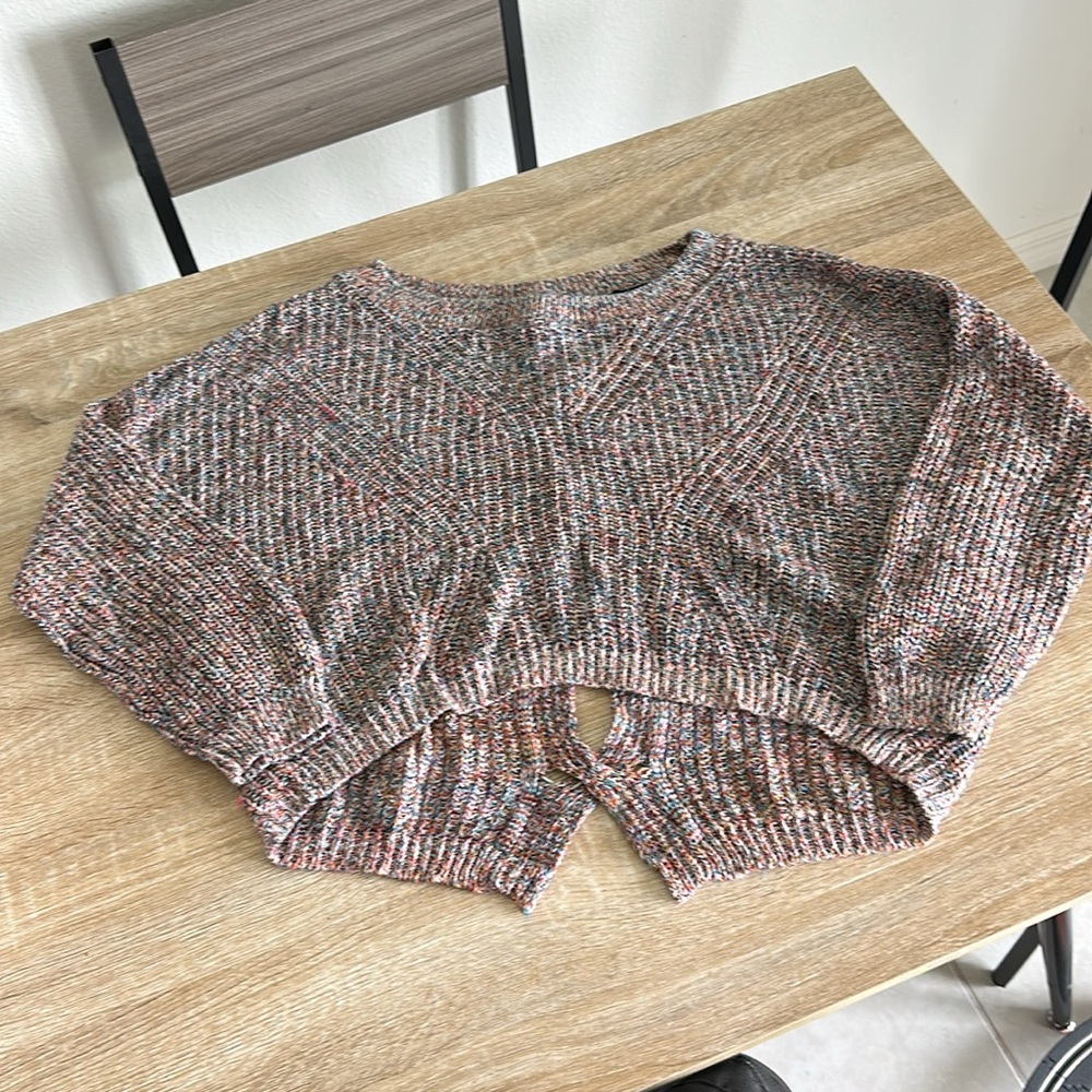 Express Multicolor Cable Knit Cutout Sweater - image 7